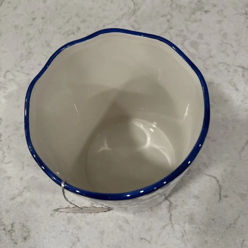 BLUE & WHITE 10 Strawberry St Utensil Holder Crock Canister Vase Chinoiserie NEW